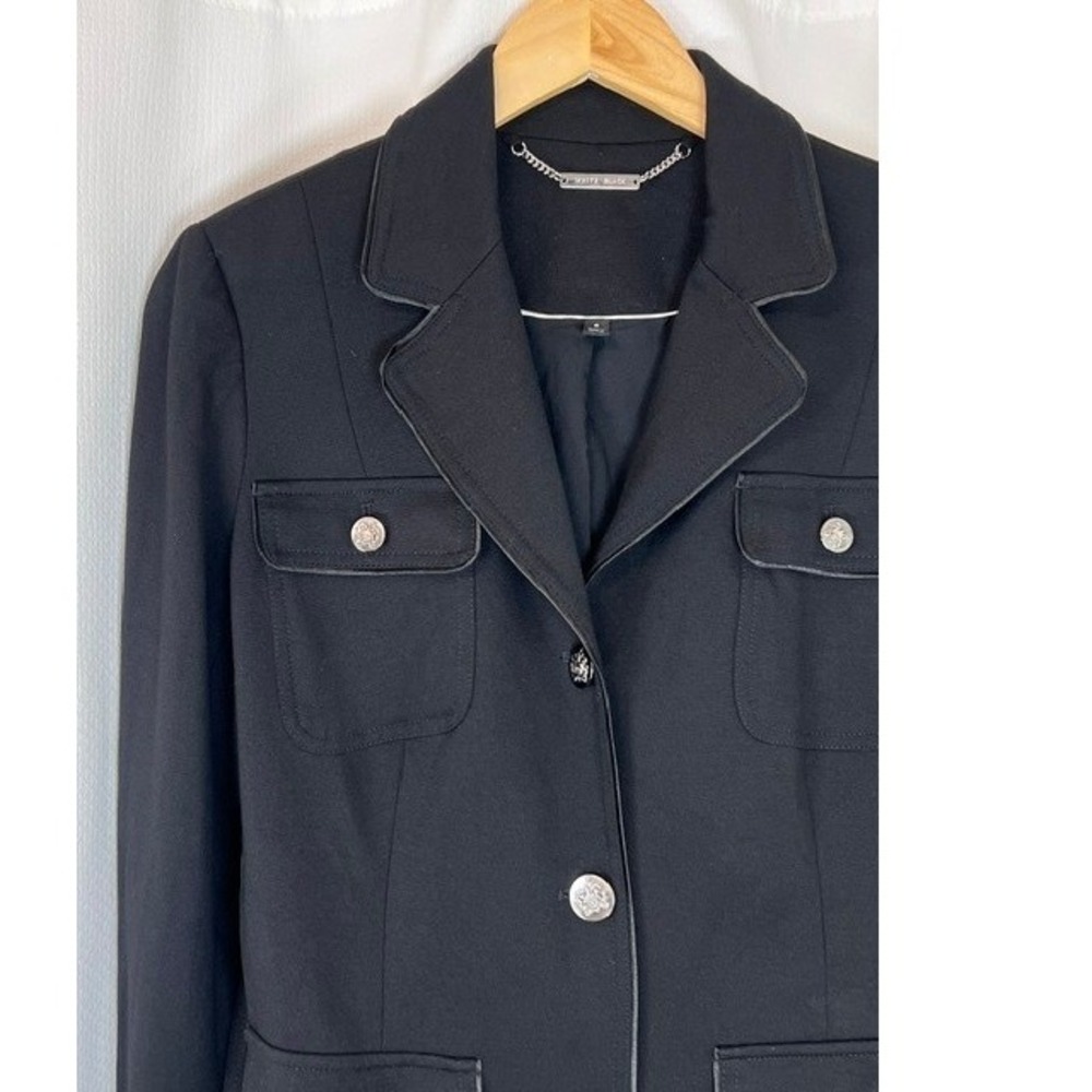White House Black Market Classic Black Tailored Belted Safari Field Blazer 8 - Picture 7 of 16